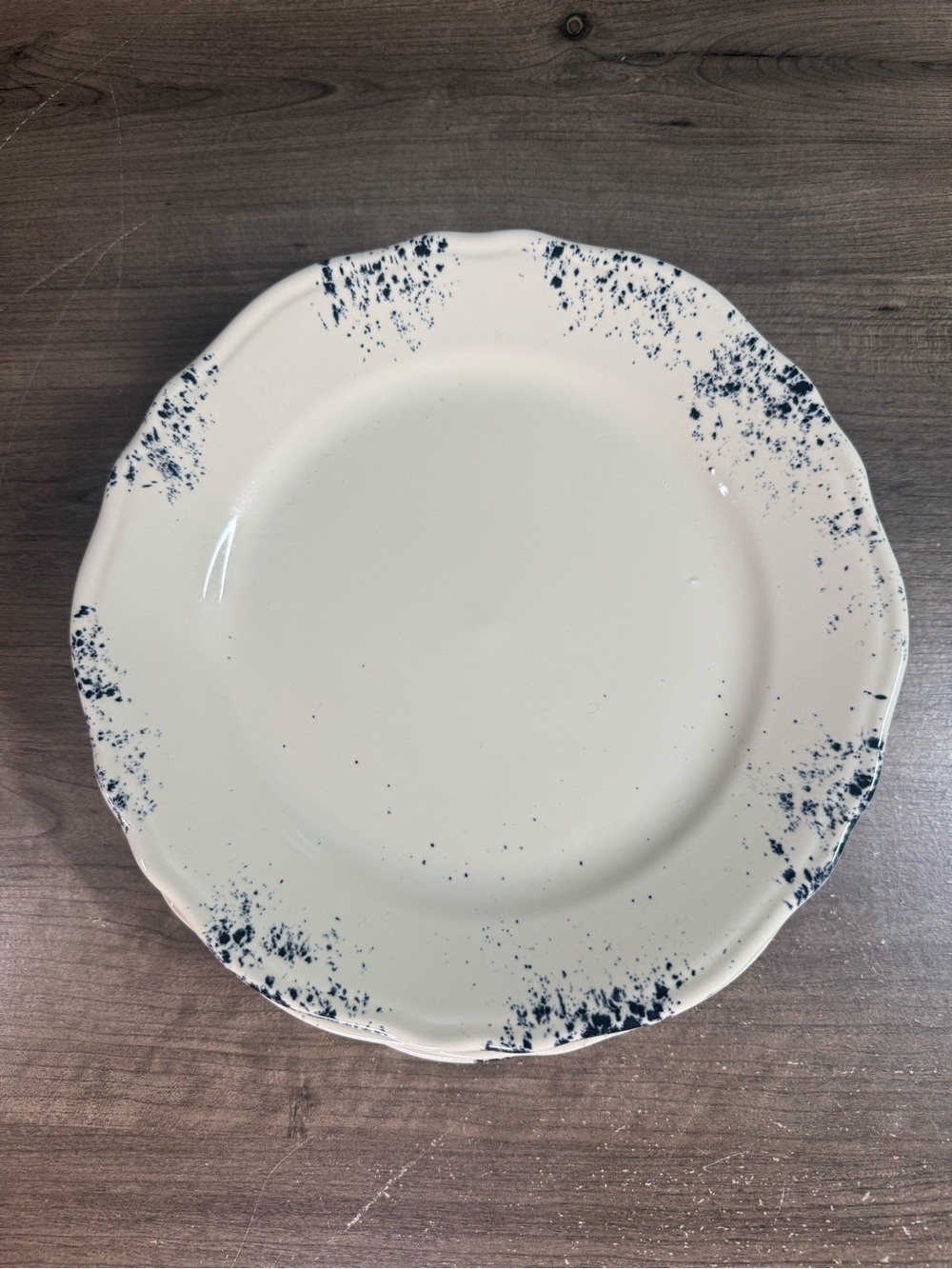 (4) Homer Laughlin USA Made Dinner Plates Off White/Blue Splash/EEEB 10 5/8